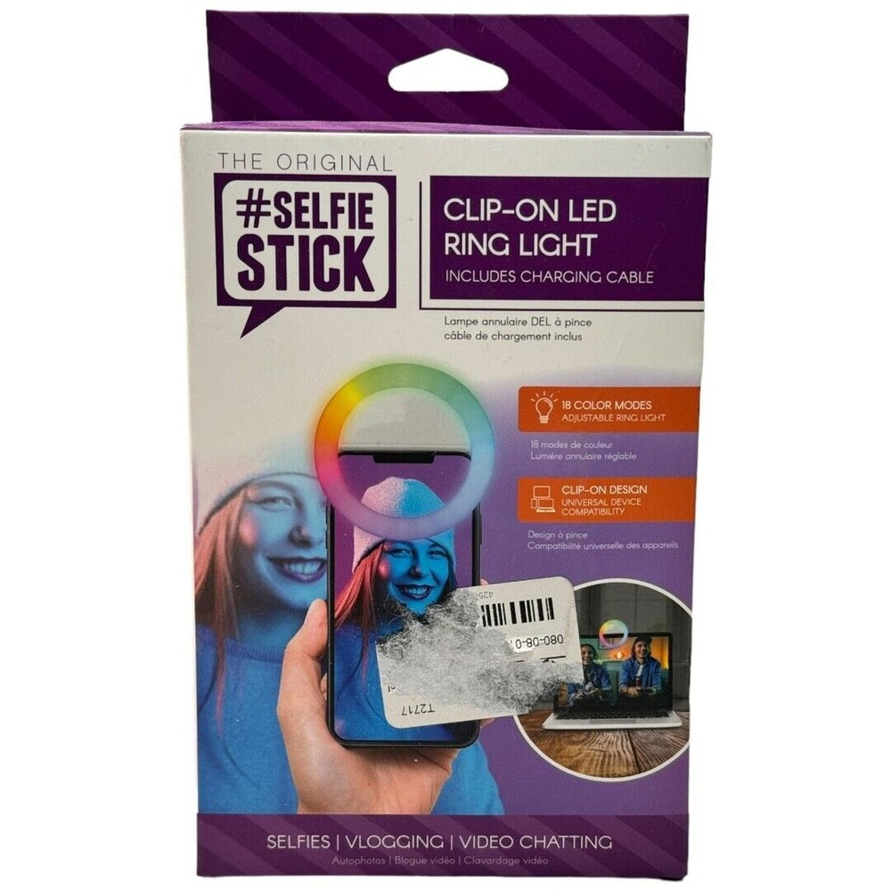 Retrak The Original Selfie Stick Clip-On LED Ring Light Multicolor RGB - Rainbow